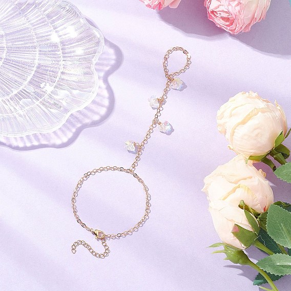 Гальваническое стекло бабочка подвески кольцо браслет для женщин, с 304 фурнитурой из нержавеющей стали