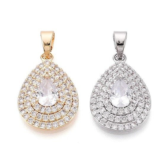 Подвески из латуни с прозрачным фианитом, слезинки