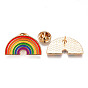 Alloy Enamel Brooches, Enamel Pin, with Brass Butterfly Clutches, Light Gold, Rainbow, Cadmium Free & Nickel Free & Lead Free