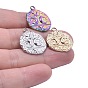 Stainless Steel Pendants, Flat Round with Moon Charms