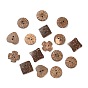 2-Hole Coconut Buttons, Flat Round & Heart & Cross & Square & 4 Pointed Star