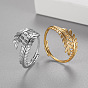 925 Sterling Silver Leaf Open Ring Adjustable Women's Fashion Jewelry
