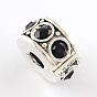 Column Antique Silver Plated Alloy Rhinestone Beads