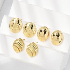 Овальные серьги-гвоздики из латуни, без свинца и без кадмия, долговечный