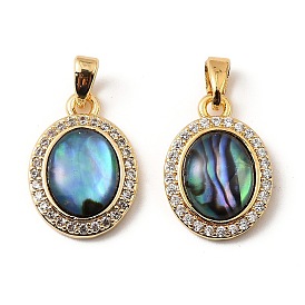 Латунные микропаве прозрачные подвески с фианитом, овальные амулеты, с Пауа оболочке