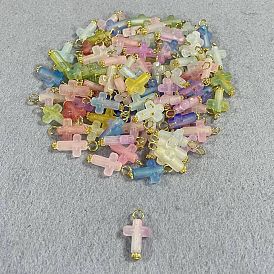 100pcs colgantes de acrílico, encantos cruzados, con fornituras de hierro