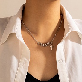 Retro Cross Necklace for Women - Alloy, Simple, Short Hip-hop Clavicle Chain.