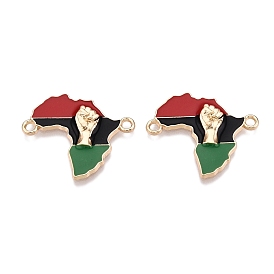 Rack Plating Alloy Colorful Enamel Connector Charms, Map of Africa Links