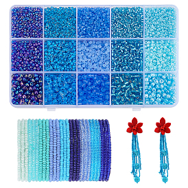 195 Стеклянный бисер в стиле g 15, прозрачные цвета радуги, серебряная линия круглое отверстие, матового цвета, Цейлон, круглые бусинки