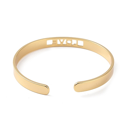 Rack Plating Brass Open Cuff Bangles for Women, Hollow Word Bangle