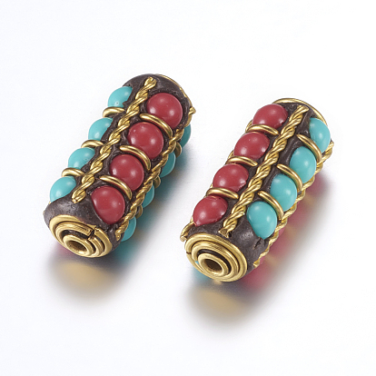 Handmade Indonesia Beads, with Brass Findings, Nickel Free, Column