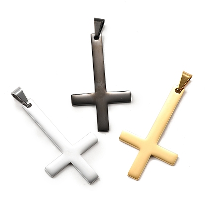 Перевернутый христианский крест 304 Большой подвесной крест Святого Петра из нержавеющей стали, с 201 держателями для ледоруба из нержавеющей стали, ионное покрытие (ip)