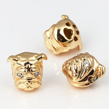 Латунный микро-паве, голова бульдога, без кадмия, без никеля и без свинца