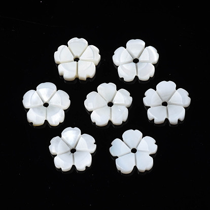 Perles de coquillages naturels d'eau douce, fleur