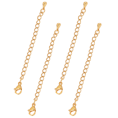 304 Stainless Steel Chain Extender, with Lobster Claw Clasps and Bead Tips