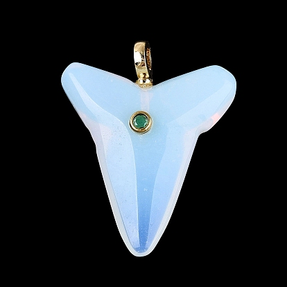 Природные и синтетические Gemstone подвески, с латунной фурнитурой , Подвески в форме акульих зубов, золотые