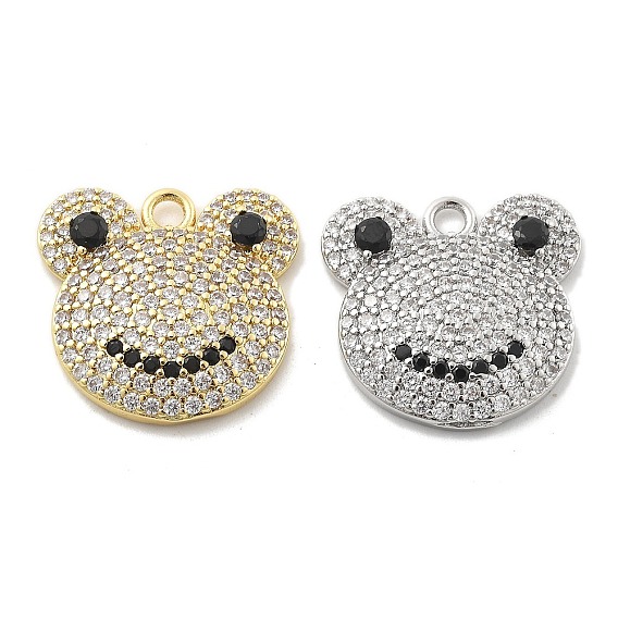 Латунные микро проложить кубического циркония подвески, лягушка, без свинца и без кадмия, долговечный