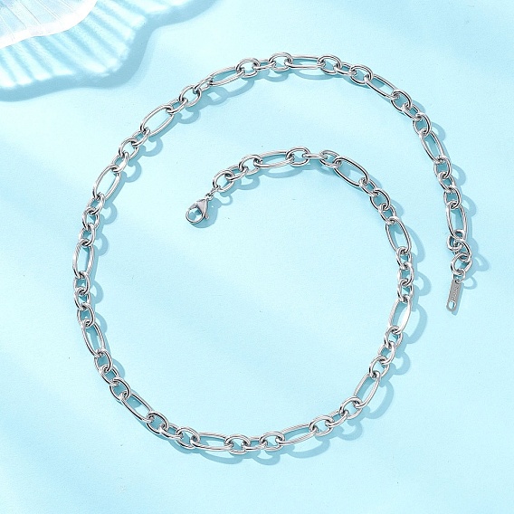 7мм 304 цепочки Фигаро из нержавеющей стали, цепочки-ожерелья для женщин, устойчив к потускнению