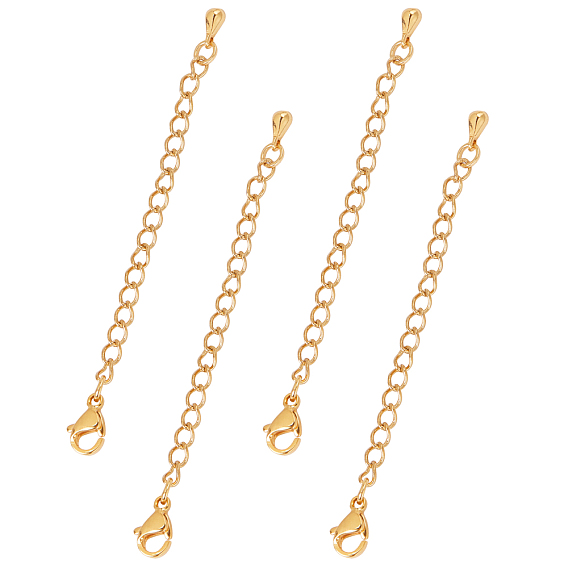 304 Stainless Steel Chain Extender, with Lobster Claw Clasps and Bead Tips