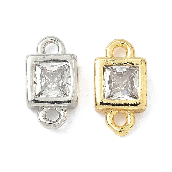 Латунные подвески-шармы с квадратным разъемом из прозрачного кубического циркония, долговечный, без кадмия и без свинца, стойки покрытие
