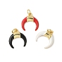 Латунь эмаль подвески, двойной рог / полумесяц, с целью перехода в кольце, без свинца и без кадмия, долговечный, стойки покрытие, реальный 18 k позолоченный