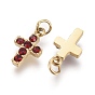 316 Surgical Stainless Steel Tiny Cross Charms, with Rhinestone and Jump Rings