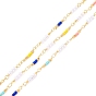 CCB Plastic & Glass Seed Beaded Chain, with Brass Findings, Long-Lasting Plated, Imitation Pearl & Rondelle, Soldered, with Spool