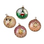 Рождественские подвески из сплава смолы, плоско-круглые, с блеском