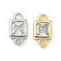 Латунные подвески-шармы с квадратным разъемом из прозрачного кубического циркония, долговечный, без кадмия и без свинца, стойки покрытие