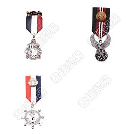 3pcs 3 style pendentif en alliage épingle à revers, broche en polyester pour hommes, bronze antique et platine, médaille & aigle & heaume avec ancre