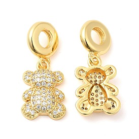 Brass with Cubic Zirconia Pendants, Long-Lasting Plated, Lead Free & Cadmium Free, Bear