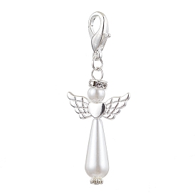 Décorations de pendentif en perles d'imitation acrylique, avec les accessoires en alliage, ange