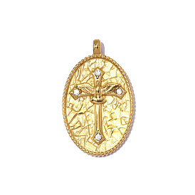 304 подвески из нержавеющей стали, овал с подвесками в виде креста, со стразами, ионное покрытие (ip), зеркальная полировка