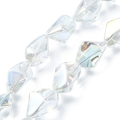 Electroplate Transparent Glass Beads Strands, Nuggets