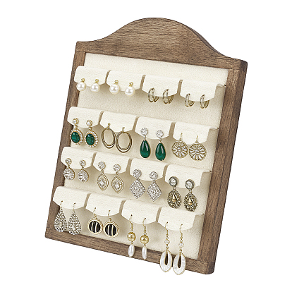 Chevalets de présentation de boucles d'oreilles en forme de cadre photo en bois, avec tapis en velours à l'intérieur et 16cartes de présentation, porte-organisateur de boucle d'oreille, forme d'arc