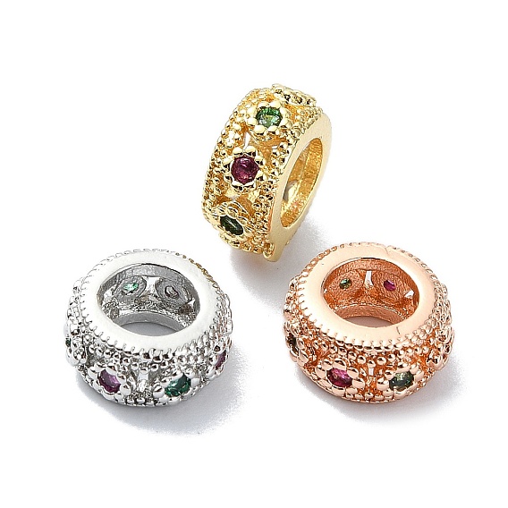 Покрытие стойки латунь микропаве прозрачные кубические циркониевые бусины, долговечный, без свинца и без кадмия, плоско-круглые