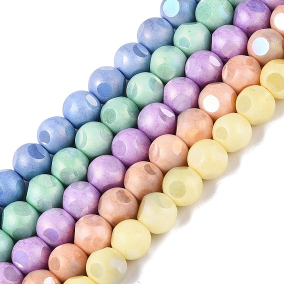 Нити из непрозрачных стеклянных бусин с эффектом омбре, окрашенные методом гальванического покрытия., круглые, с покрытием AB цвета, граненый(6 граненый)