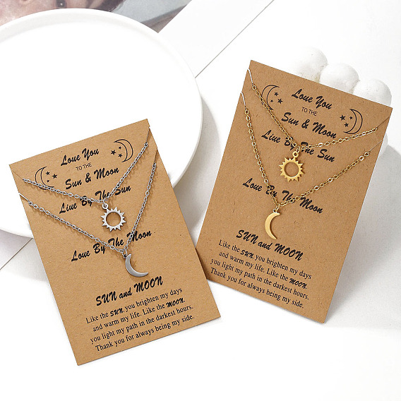 Нержавеющая сталь кулон солнце/луна/звезда кабельная цепь парные ожерелья для женщин и мужчин