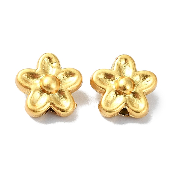 Rack Plating Brass Beads, Long-Lasting Plated, Lead Free & Cadmium Free, Flower