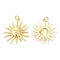 Rack Plating Brass Pendants, with Jump Ring, Long-Lasting Plated, Cadmium Free & Lead Free, Sun Charm