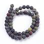 Natural Bloodstone Beads Strands, Frosted, Round