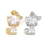 Pendentifs en zircone cubique clair en laiton, forme de chat avec des breloques en forme de nœud papillon