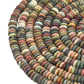 1 нити бусин из матовой натуральной яшмы Пикассо/полихромной яшмы, рондель