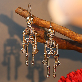 Vintage Punk Skeleton Skull Earrings for Halloween Costume Party