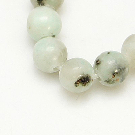 Jaspe de sésame naturel / perles de jaspe kiwi, ronde, Trou: 1mm