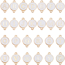 52 шт. 26 стили сплав эмалированные буквы звенья соединительные подвески, плоско-круглые, золотые