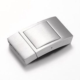 Matte 304 Stainless Steel Rectangle Magnetic Clasps, 36x20x7mm, Hole: 4x18mm