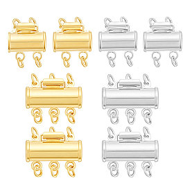 8Pcs 4 Styles Brass Slide Lock Clasps, Column