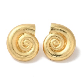 Rack Plating Brass Stud Earrings, Cadmium Free & Lead Free, Long-Lasting Plated, Conch