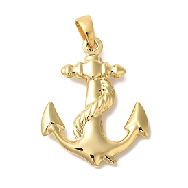 Rack Plating Brass Pendants, Anchor Charms, Cadmium Free & Lead Free, Long-Lasting Plate